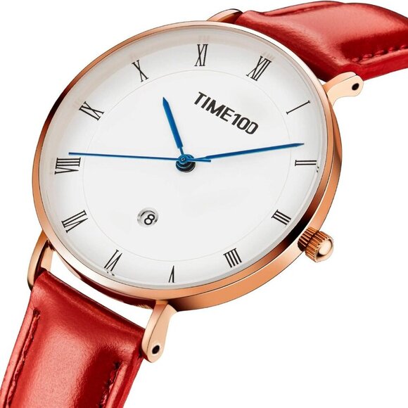 Stylish 30mm Ladies Quartz Watch with Adjustable Leather Strap & Date Display - Picture 7 of 8
